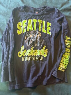 NFL Seattle Seahawks Youth Long Sleeve & short sleeveTee - Navy & Neon Green
